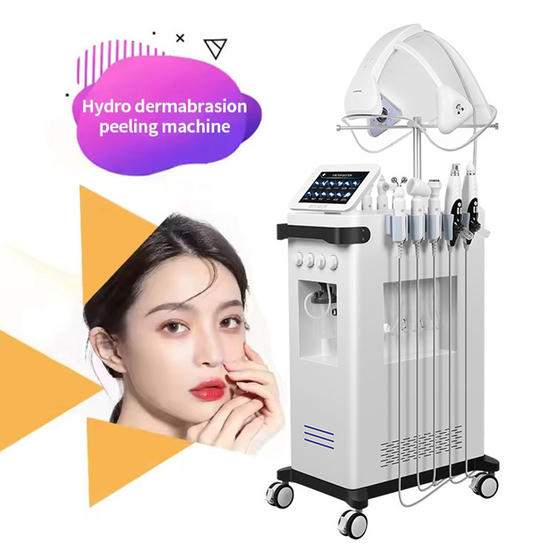 Professional 12 IN 1 Oxygen Dome Mask Pore Exfoliating Skin Care Lifting Machine Dermabrasion Facial Deep Cleansing Instrument Aqua Hydro Beauty Equip