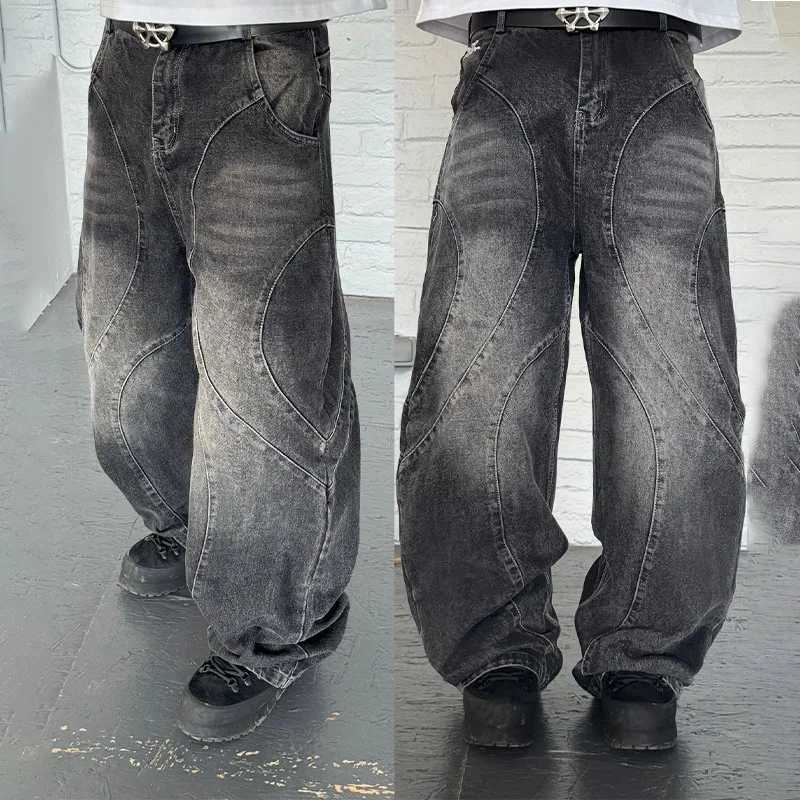Y2K retro jeans American Gothic punk dark jeans Bagi hip-hop new street style Harajuku mens street fashion wide leg jeansT250319