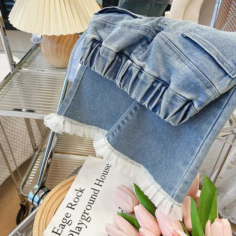 Baby girls pants spring and summer childrens jeans Bellbottom pants casual pants girls fashionable jeansT250326