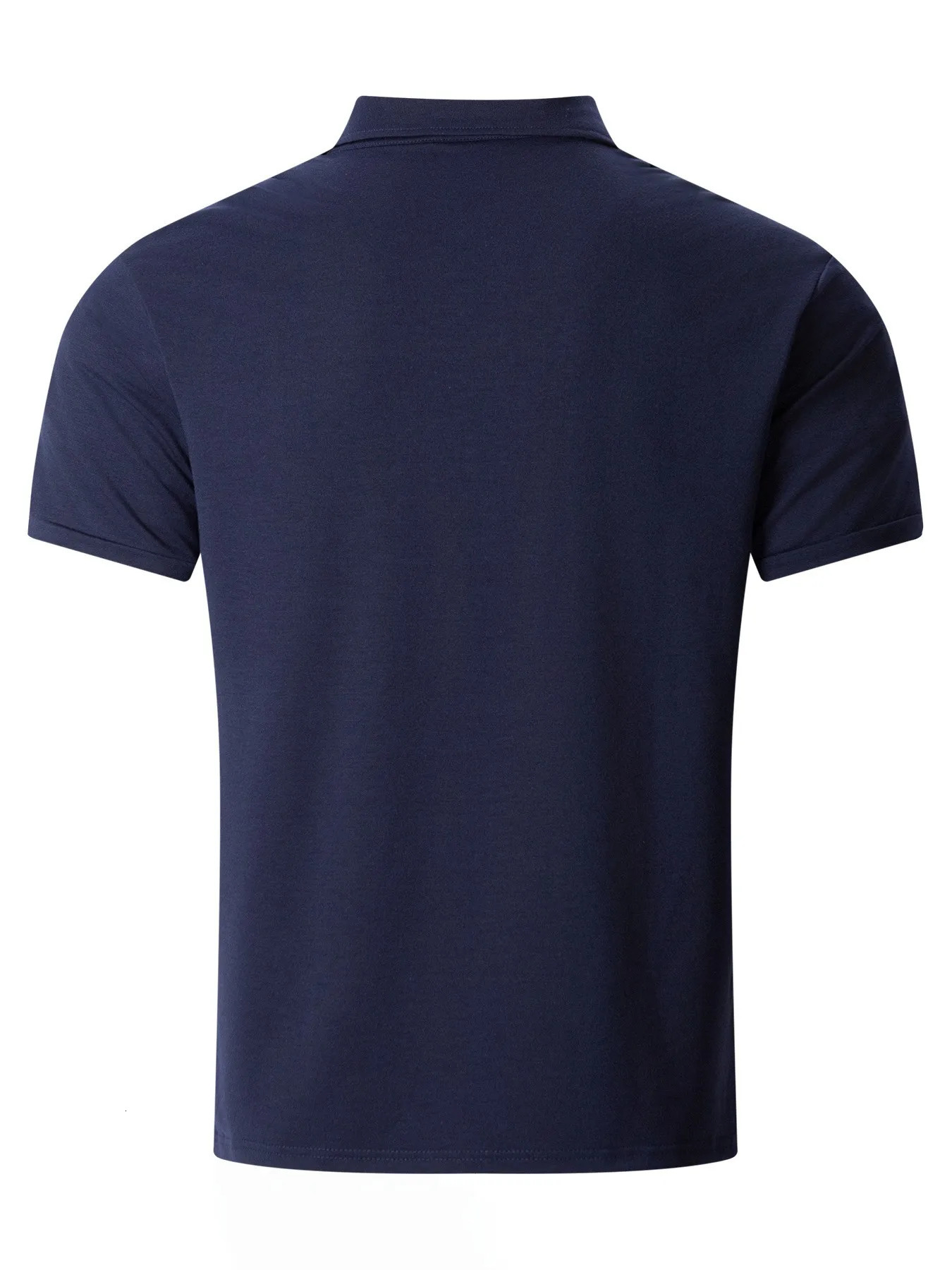 crossborder mens short sleeve simple long front button lapel double pockets solid color casual POLO shirt 250317