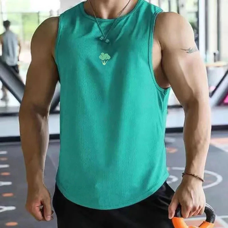 Mens Fitness Gymnastics Tank Top Summer Fashion Running Training Quick drying Sports Sleeveless Basketball Tshirt 250320