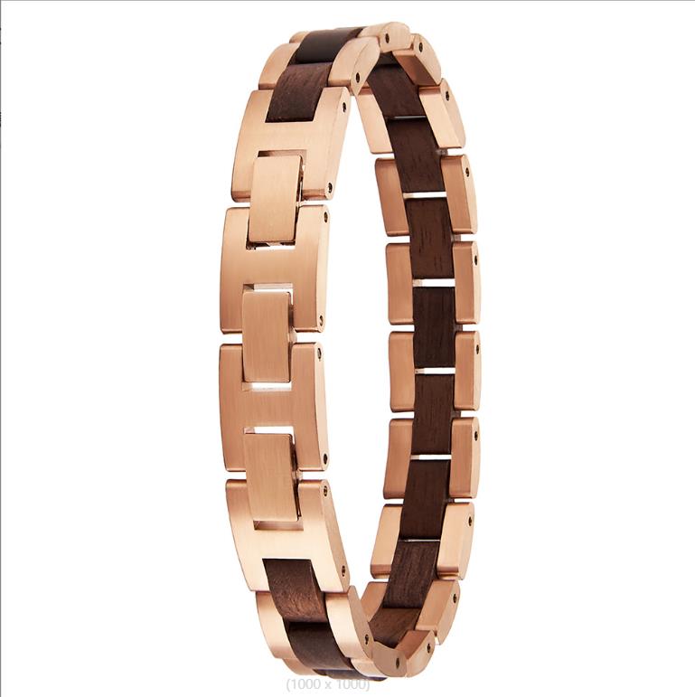 Men Walnut Chain Bracelets Jewelry Gifts Wood and Steel Bracelet Solid Wood Bracelet