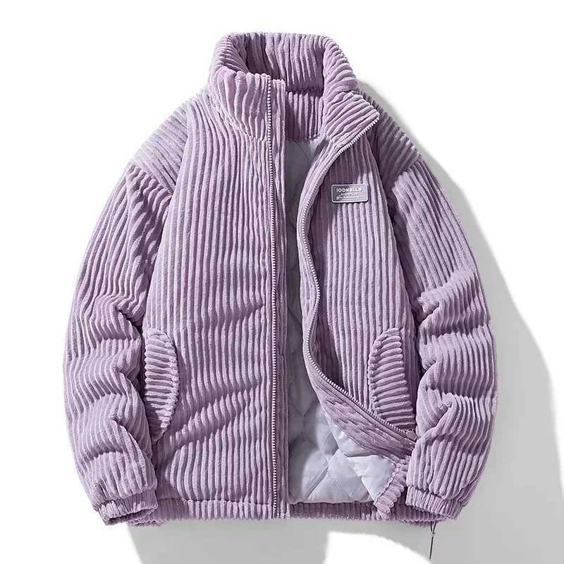 Winter Corduroy Parka jacket mens cotton pad Parkas autumn inflatable jacket mens retro mens standing neck windproof jacket W250320