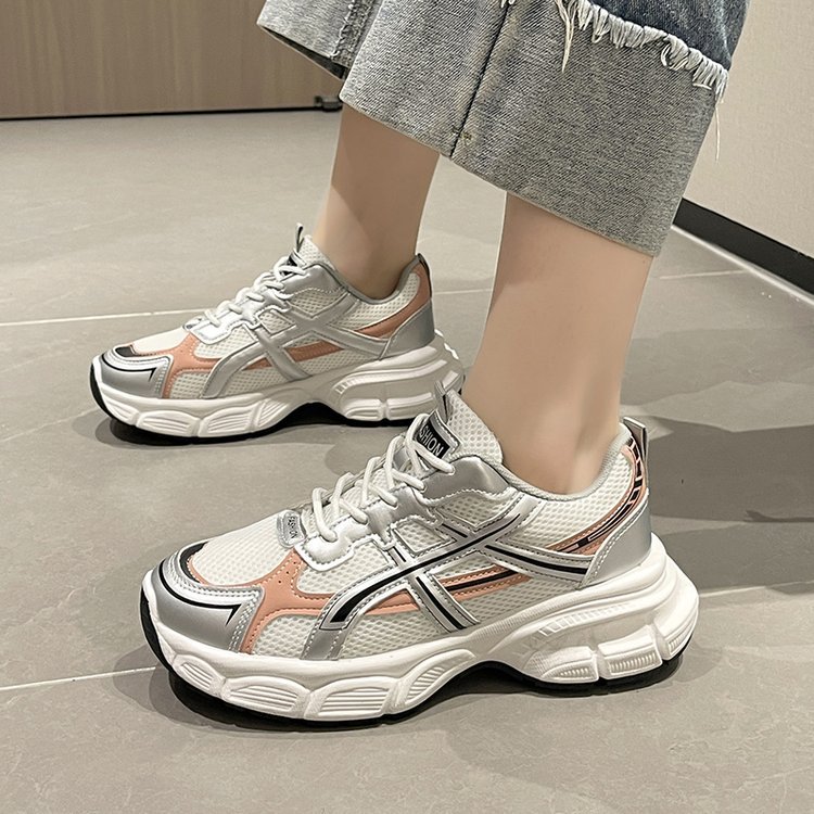 Women's dad shoes, low-top lace-up casual shoes 2025 new style mesh running shoes for women casual sports shoes