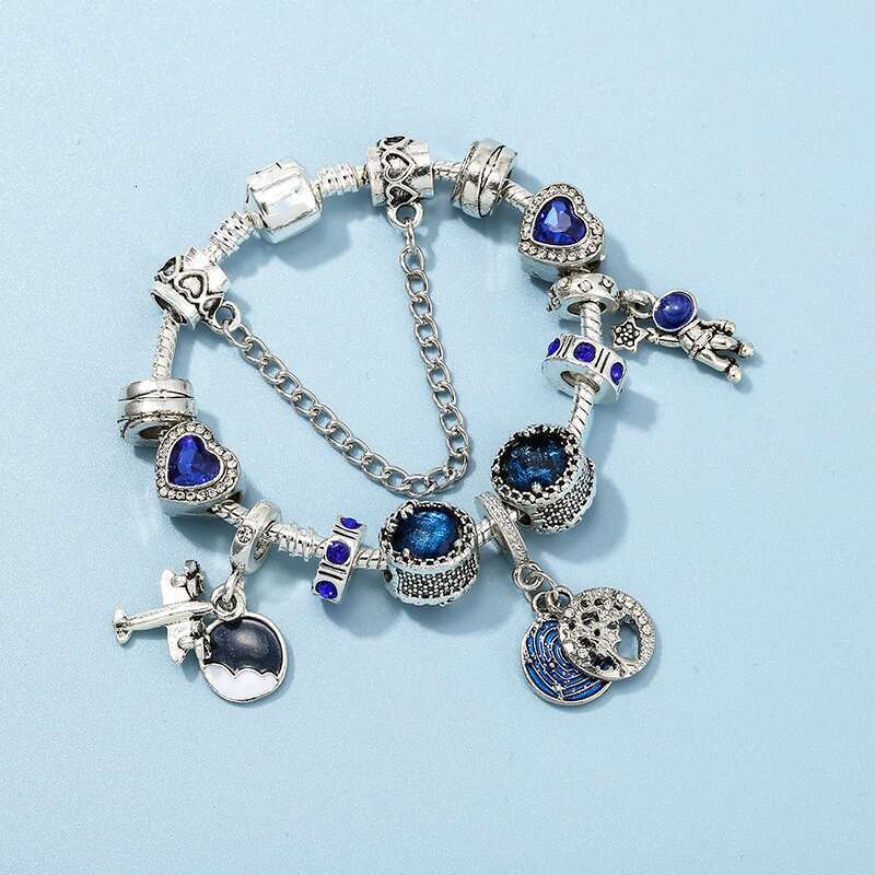 New High Quality Star Series Shape Bracelet Silver Color Airplane Astronaut Beaded Bracelets For Women Men Jewelry Dropshipping