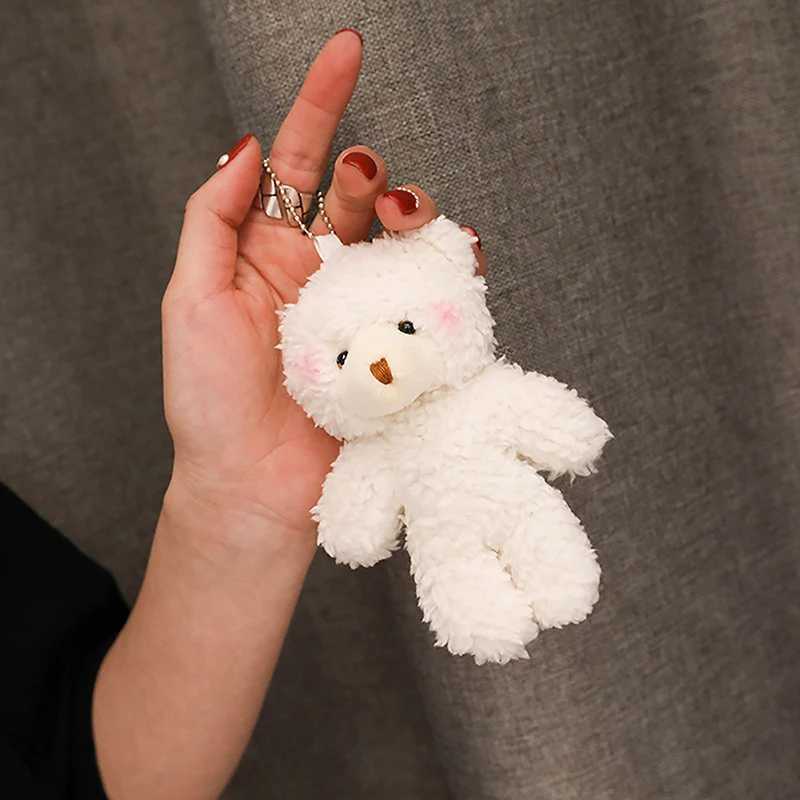 brand New Cute baby bear teddy bear plush doll bag accessories women keychain car pendant key chain Bag Pendant whiteXJ250319