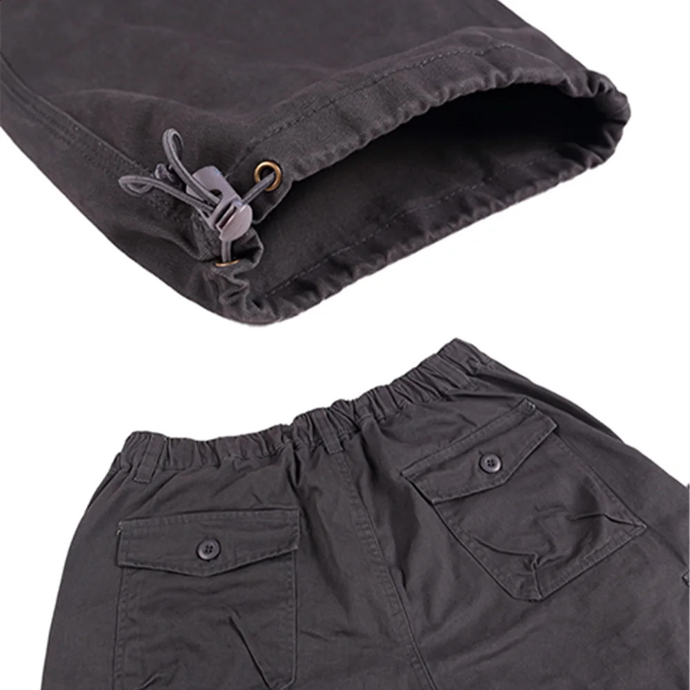 cargo pants mens 100% cotton multi pocket elastic waist casual traveler outdoor hiking and mountaineering 250317
