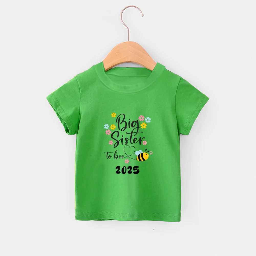 Bee Big Sister To Bee 2025 Printed Childrens T-Shirt Top Casual Short Sleeve sisters T-Shirt Fashion Comfortable Crew Neck Childrens T-ShirtT250320