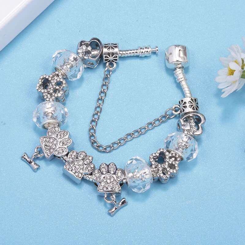 Special Offer Brand Charm Bracelets Fits Crystal Dog Paw Beads Bracelet Bangles For Women Kids Bijoux Pulseras Jewelry Gift