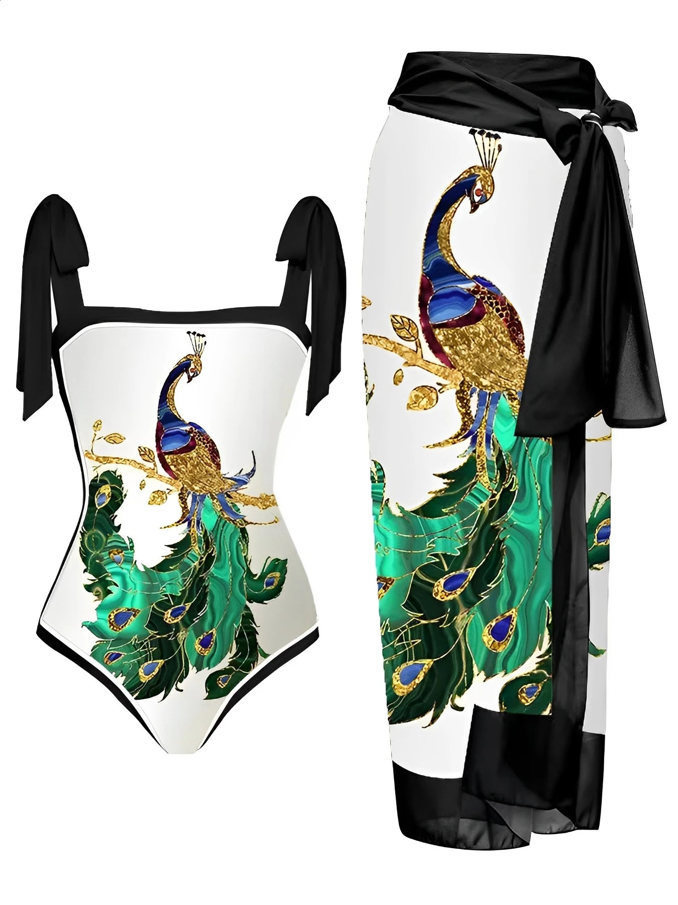 2023 printed onepiece swimsuit womens and beach skirt 2piece sexy 250312