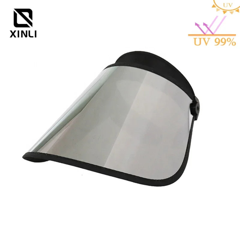 Outdoor Sport Golf Caps Travel Beach Silver Color Sun Visor Hat UV Protection Summer Soft Plastic Adjustable Empty Top Sun Cap 250320