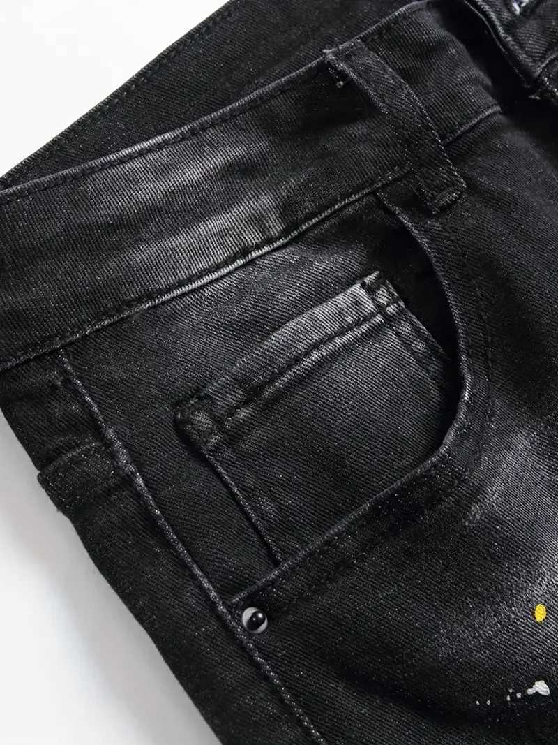 Summer New Mens Fashion Stretch Denim Shorts Retro Street Style Old Slimming Shorts Jeans Splicing Design 98% Cotton Brand W250319