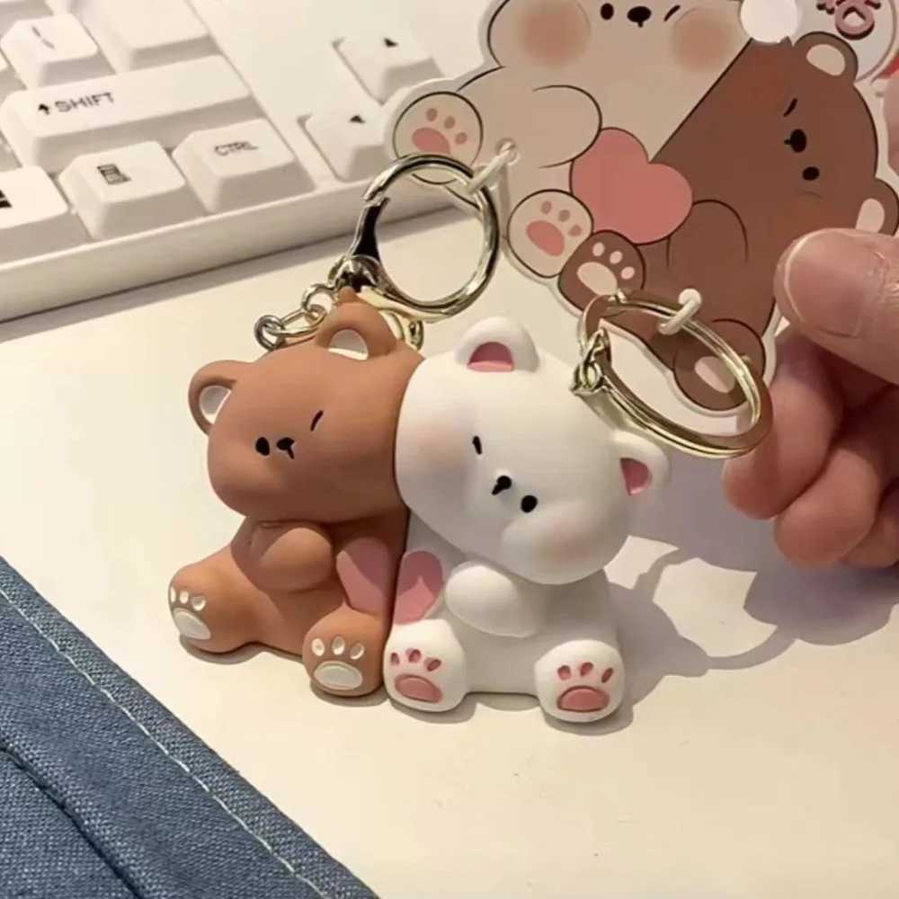 1 Cute Resin Bear Couple Magnetic Keychain Cartoon Animal Doll Bag Pendant Kawaii Keychain Couple GiftXJ250319