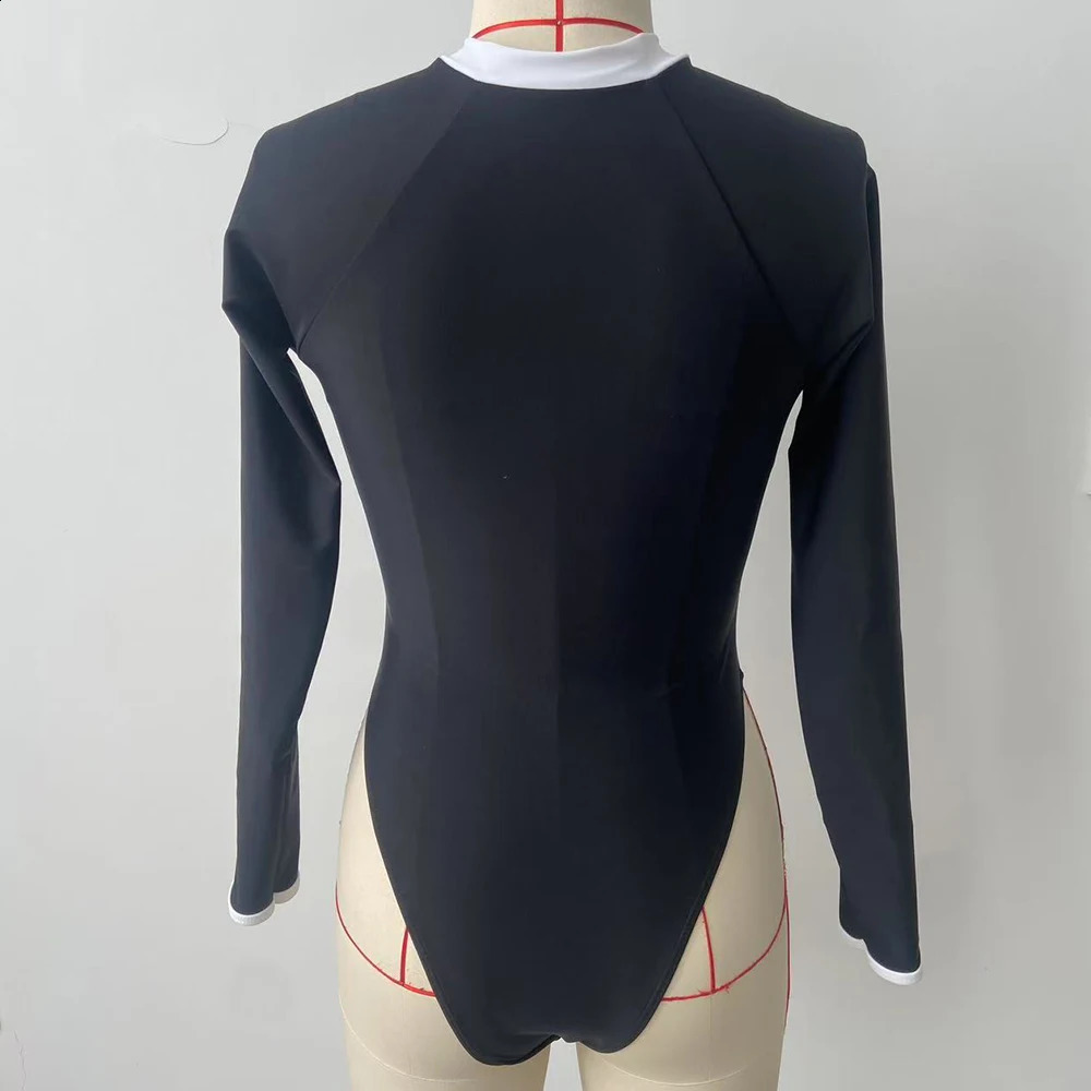 BEACHCICI Surfing Sport Swimsuit Long Sleeve Swimwear Solid Monokini Bathing Suit Tropical Bodysuit 250319