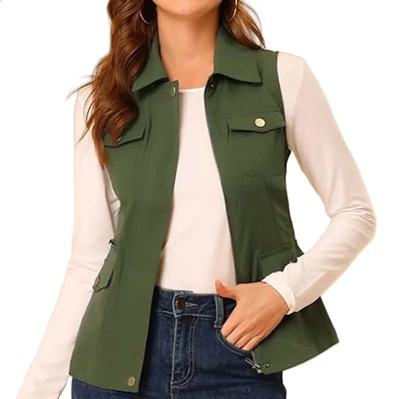 Womens Spring Outerwear Vest Thin Jacket Lining Tank Top with Waistband Lapel Cardigan for Clothing 250319