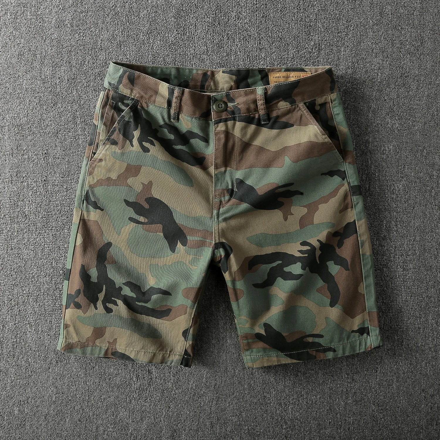 Summer American retro diagonal heavyduty camouflage cargo shorts mens pure cotton loose casual five point pants 250319