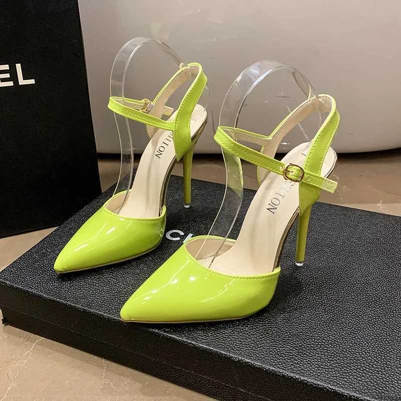 2023Sexy High H shoes Colour Wan Pumps Patent Leather Heeled Shoes Fem Stiletto H New Wen Sandals Red Party Shoes Y250319