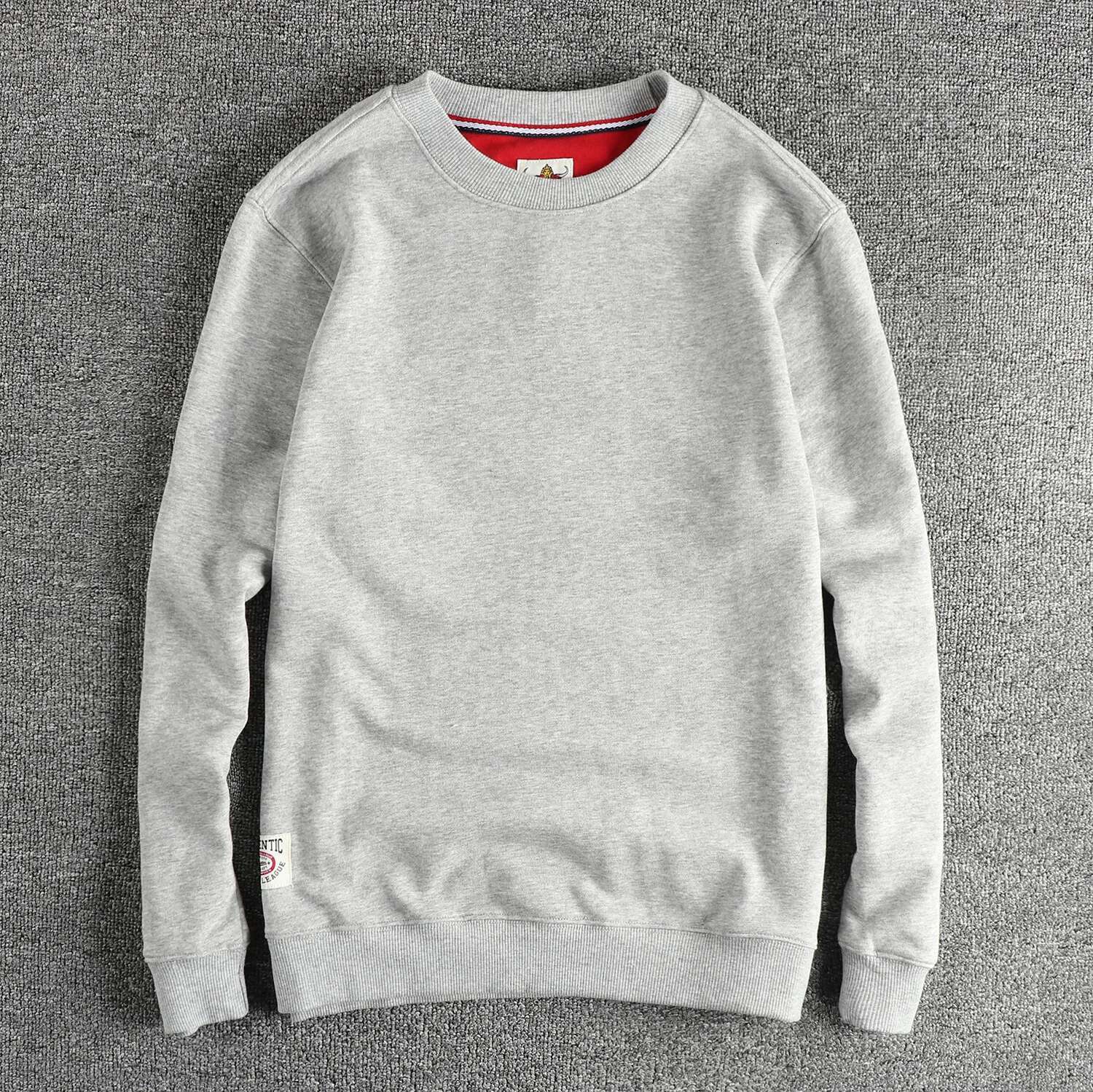 Autumn New American Retro 320G Long Sleeve O-Neck Solid Color Sweatshirts Men's Fashion Washed Terry Pullover Casual Sportwear