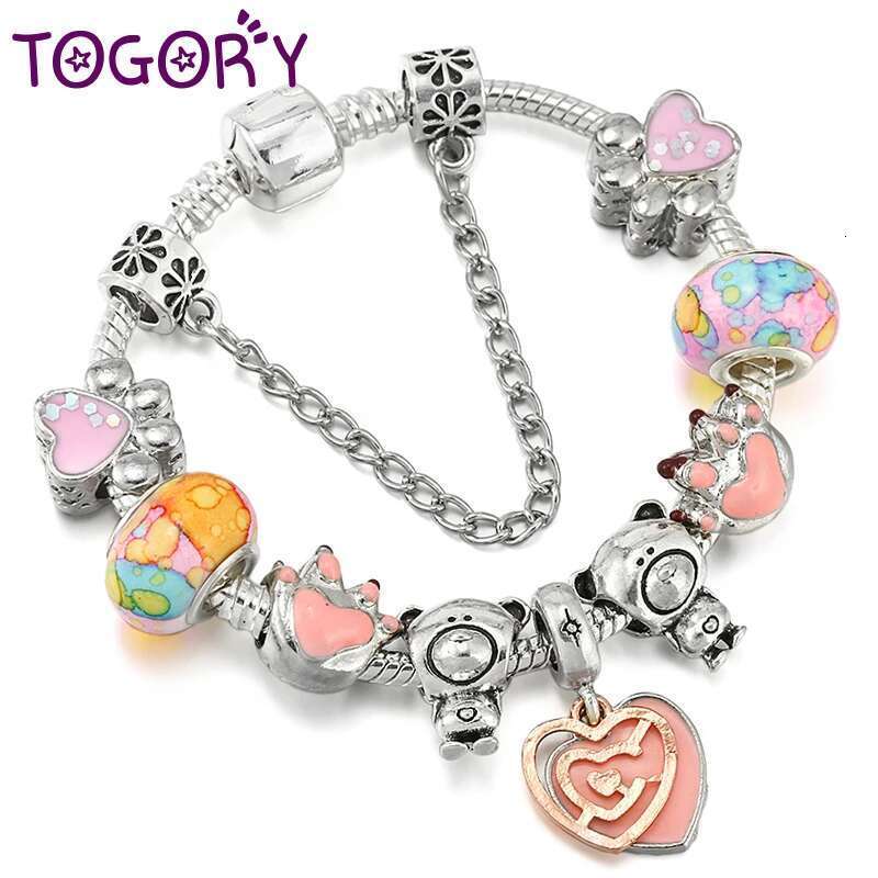 2024 New Arrival Charm Bracelet With Enamel Paw Beads Bracelets Bangles For Women Men Kids Jewelry Gift Dropshipping