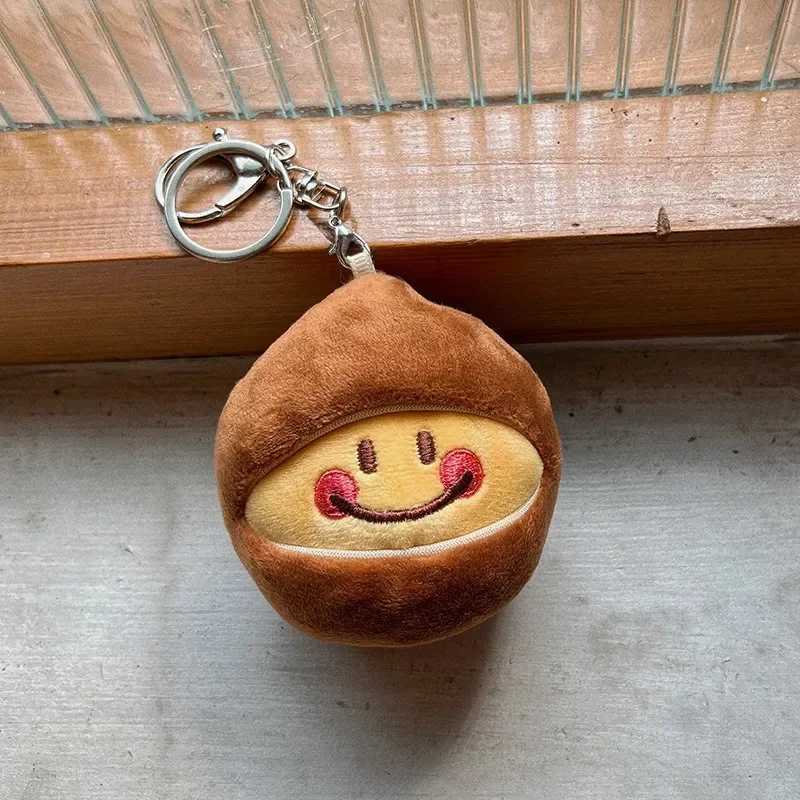 Mini Cartoon Chestnut Doll Plush Toy Keychain Girl Creative Cute Apple Couple Pendant Bookbag Backpack Pendant Ring Small GiftXJ250319