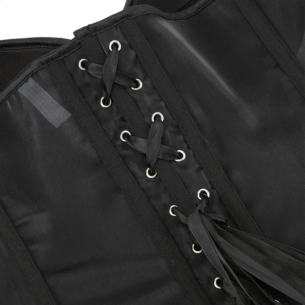 Women Corset Top Sexy Lace Up Overbust Bustier Bra Push Up Lingerie Breathable Mesh Body Shaper Corselet Plus Size 250319