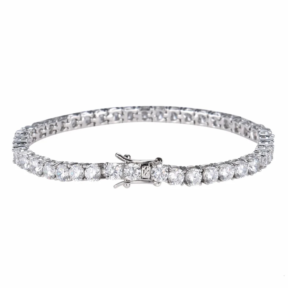 Brass Tennis Bracelet AAA CZ Bling m 4mm 5mm 1 Row Cubic Zirconia Bracelet For Men And Women Iced Out Jewelry BB019 250318
