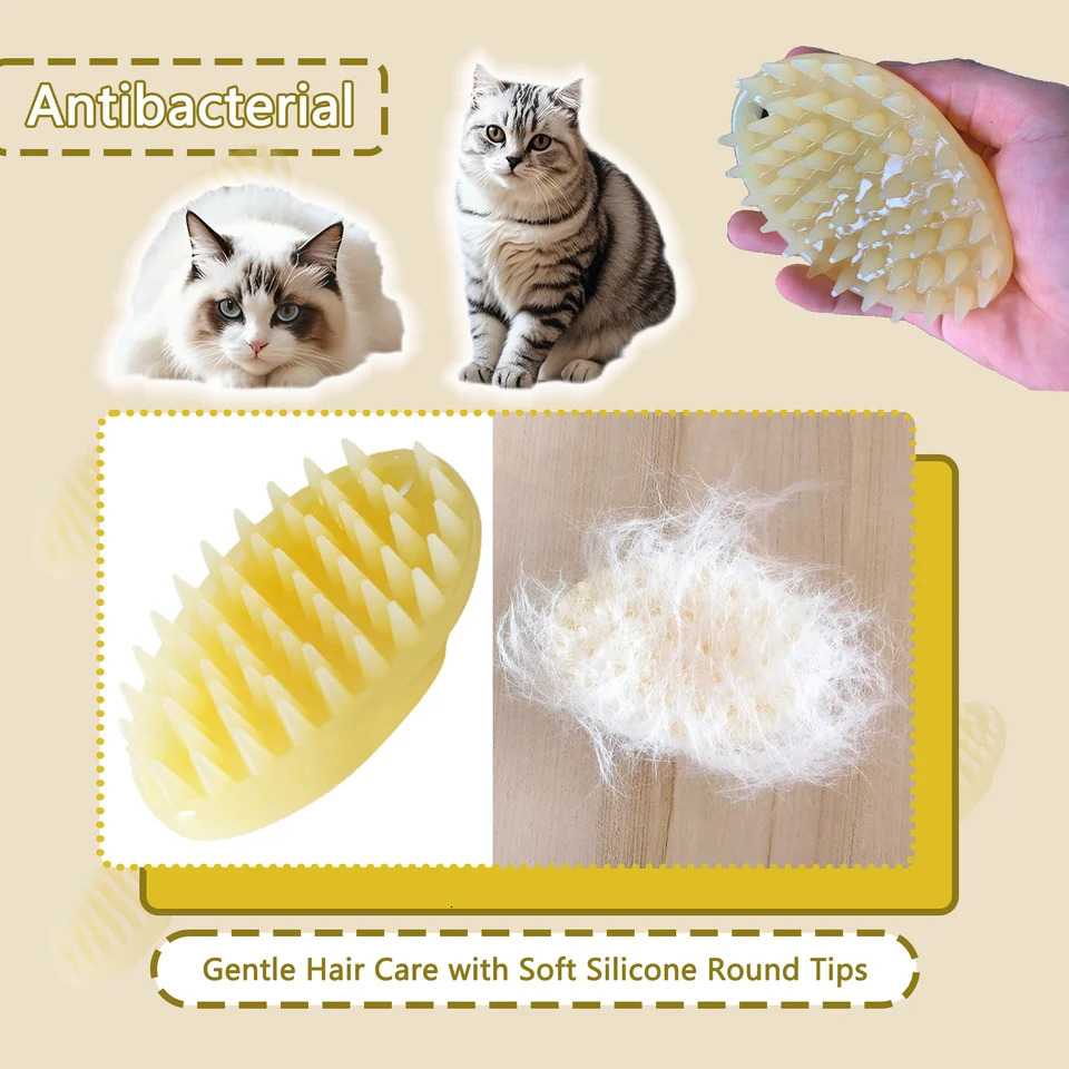 Soft and gentle silicone bristle dog cat massage brush comb cleaning puppy hair removal slider pet tool 250320