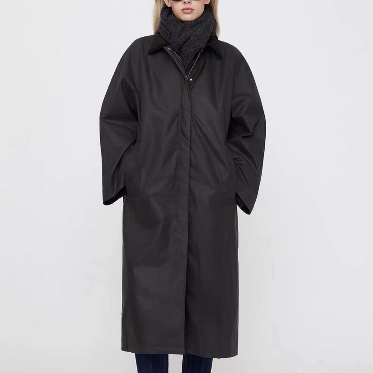 Nordic Swedish Totem workwear style A-line version medium long windbreaker silhouette clip cotton coat jacket women's clothing