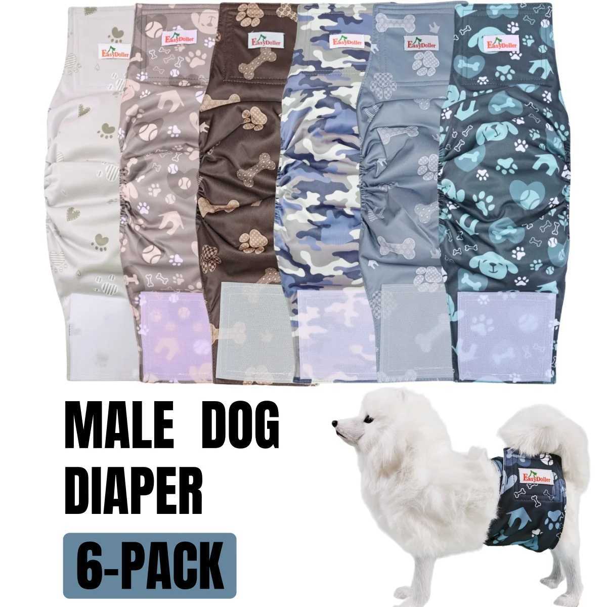 6 Washable Dog Diapers - Reusable Packaging Diapers for Hot Dogs - Super Absorbent Dog Diapers Y250320