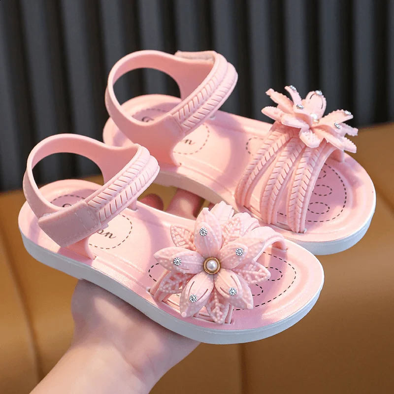 summer cute flower age 28 childrens slippers soft and good sandals suitable for girls anti slip beaver flip up princess shoes 250312
