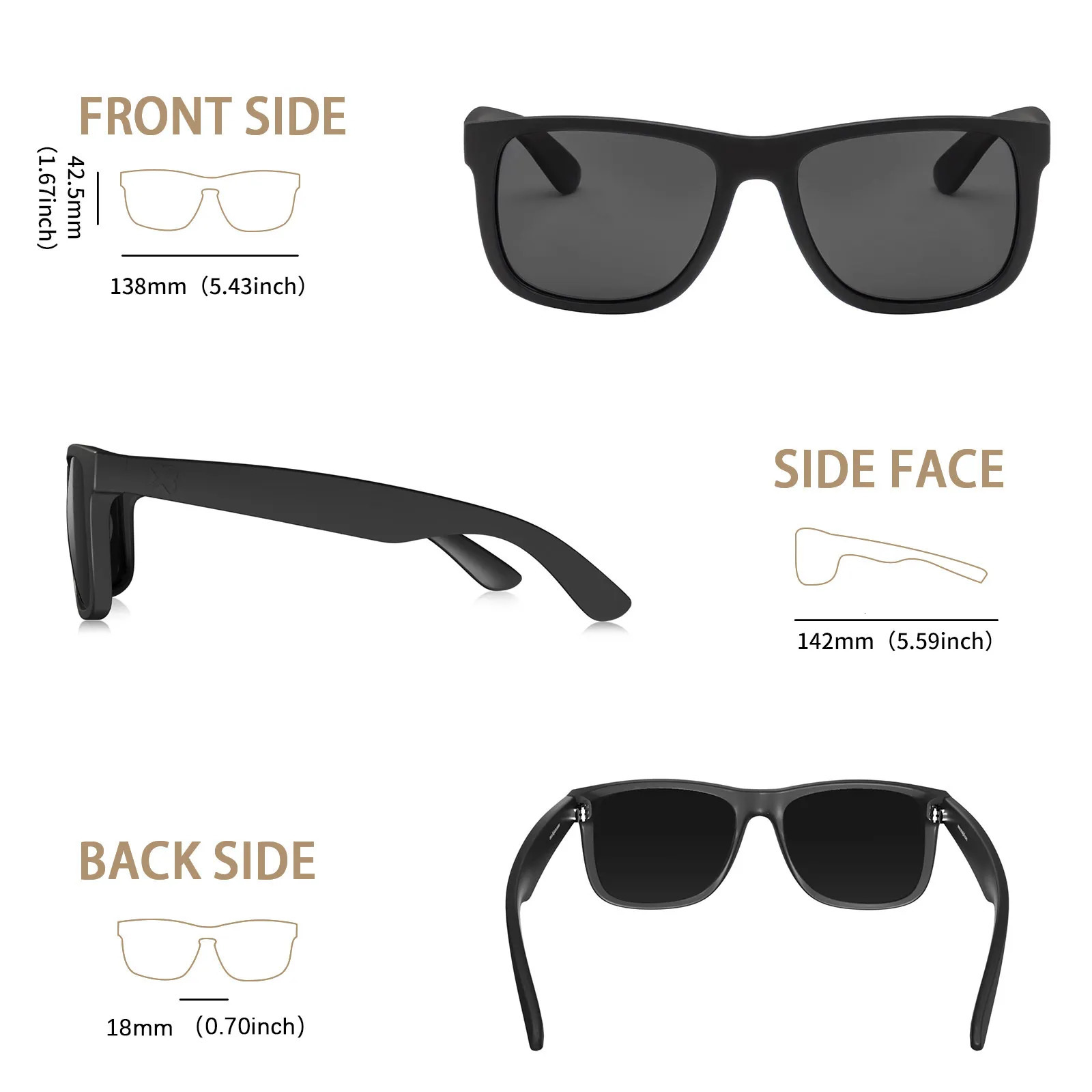 MAXJULI Polarized Sunglasses for Men and WomenUV Protection Rectangular Sun Glasses 8806 250318