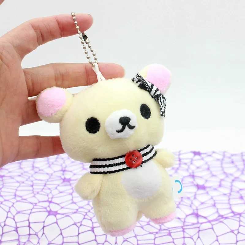Kawaii Rilakkuma Cartoon Plush Toy Keychain Accessories Soft Fill Backpack Pendant Girl Boy Childrens Birthday GiftXJ250319