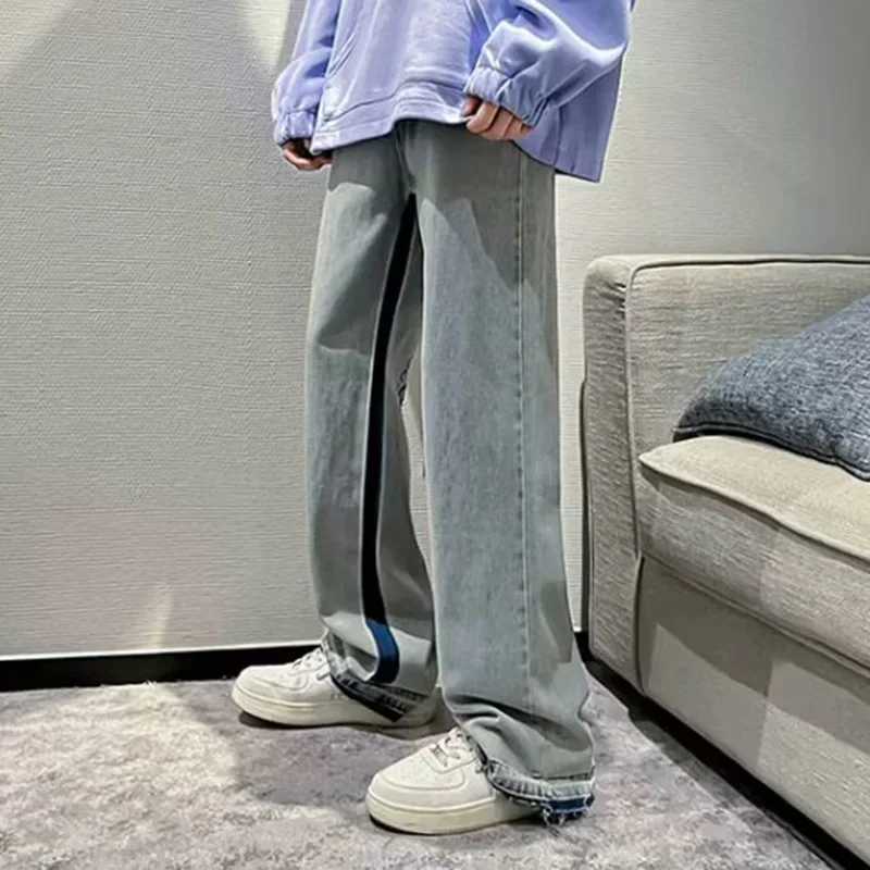Mens Brand Retro Streetwear Trousers Male Fashion Hip-hop Chic Casual Loose Straight Pants Goth Punk Letter Print Baggy JeansT250319