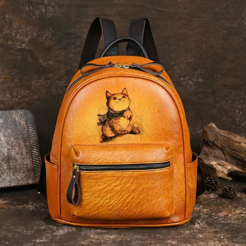 MOTAORA 2025 New Retro Backpacks For Women Bags Designer Hand-Painted Genuine Leather Girls School Backpack Woman Bagpack