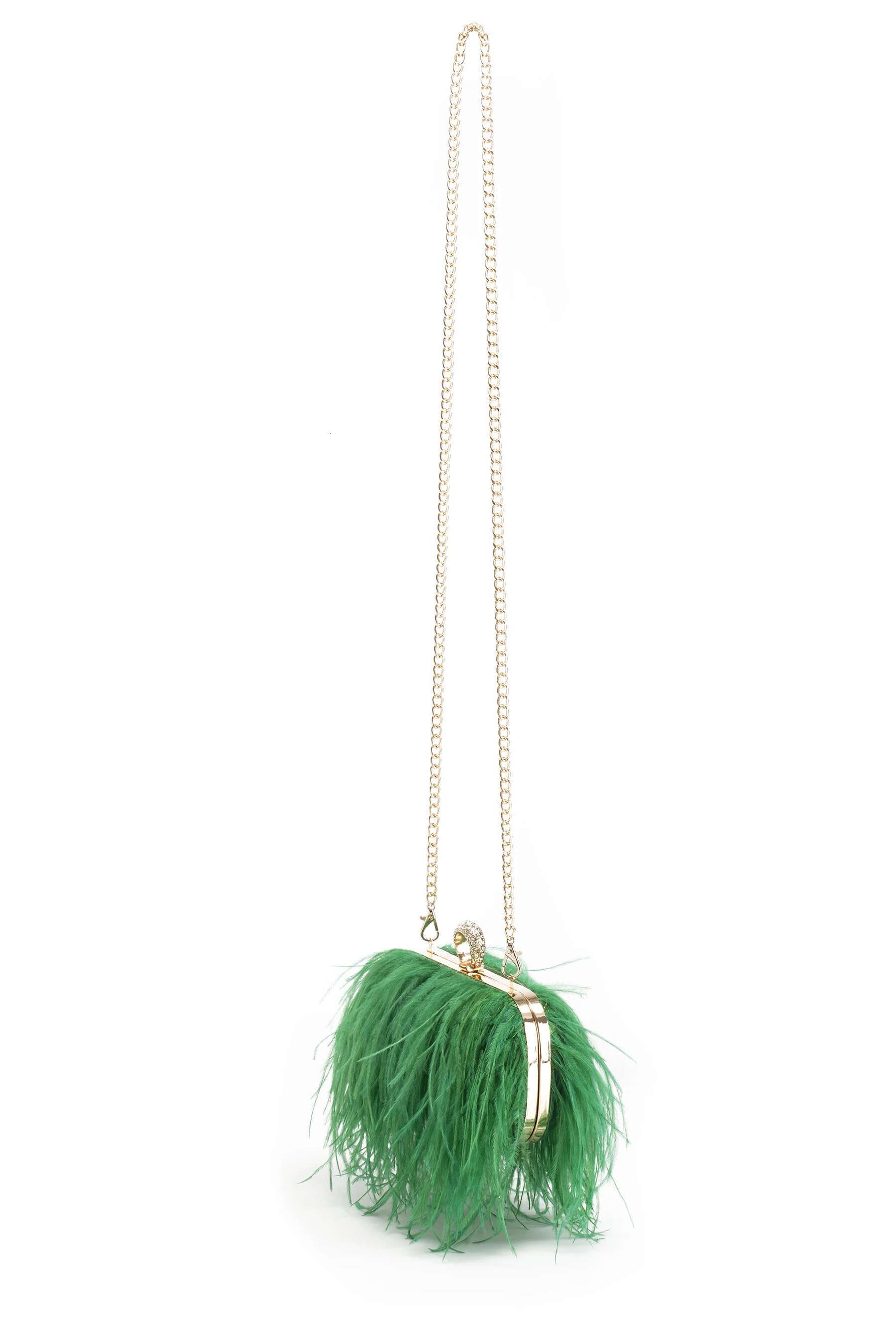 Women Real Natural Ostrich Feather Evening Bags Purses Clutch Vintage Banquet Handbag