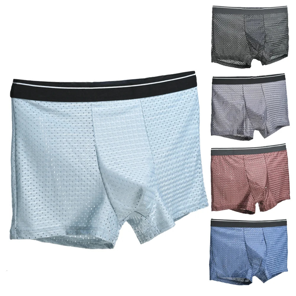 Men Panties Male Underpants Man Shorts Boxers Underwear Slip Homme Calzoncillos Bamboo Hole U Convex Pouch Large Size M6XL 250320Z