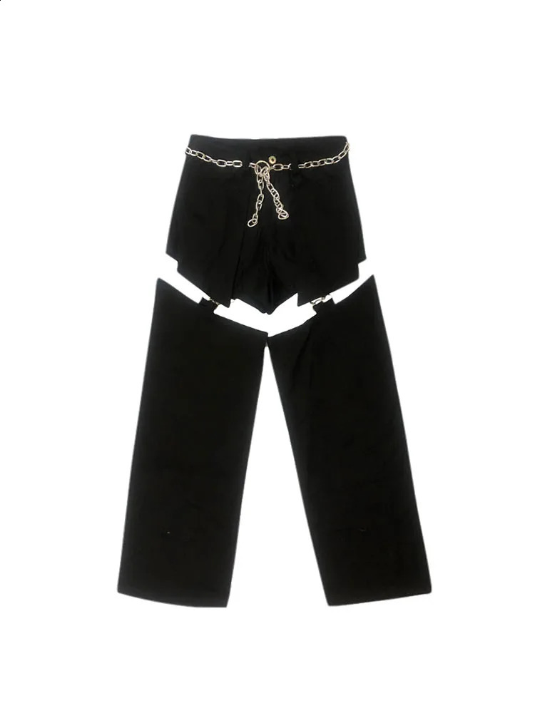 Y2k Hollow Out Slit High Waist Womens Jeans Gothic Punk Streetwear Hip Hop Female Baggy Denim Pants Harajuku Trouser 250314
