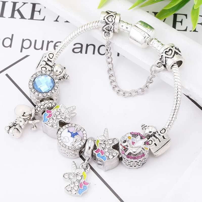 Cute Animal Unicorn Charm Bracelet For Women Girls Hot Air Balloon Beads Fit Original Fine Bracelet Fashion Jewelry