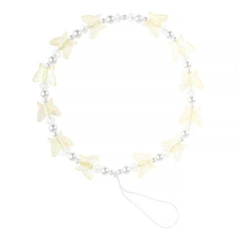 Phone Chain Colorful Butterfly Phone Keychain Tether Sweet Plastic Pearl Phone Strap Anti Loss AccessoriesXJ250319