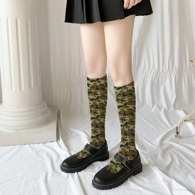 New Cross Border Spring And Autumn Silk With Printed Leg Mid Tube Socks, Fashionable, Personalized, Versatile, Colorful Socks