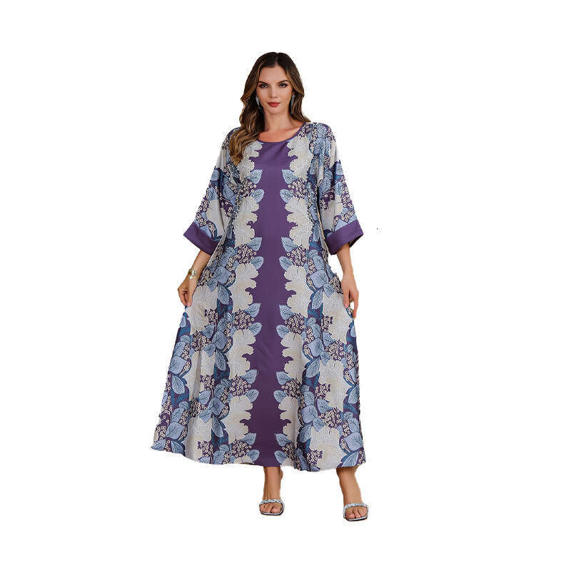 223 Dubai Long Muslim Robe Women's Printed Dress