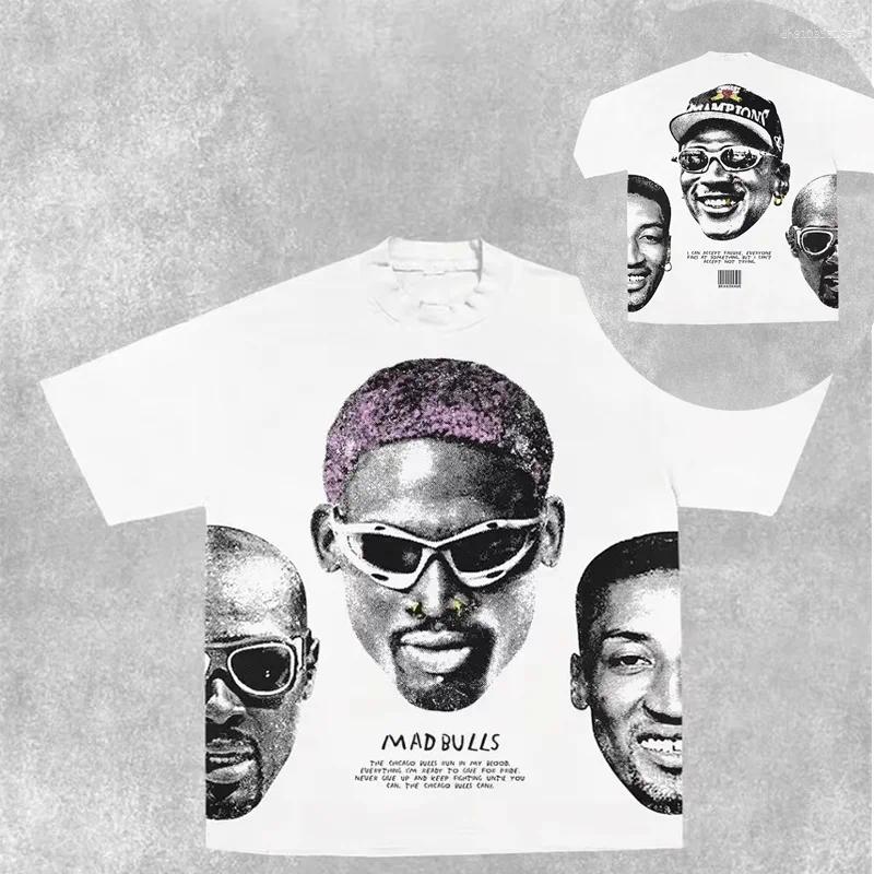 Men's T Shirts Retro Tie Dye Cross Gothic Hip Hop Graphic Full Print Cropped Top For Men Oversized Loose Three Quarter Sleeve Tees
