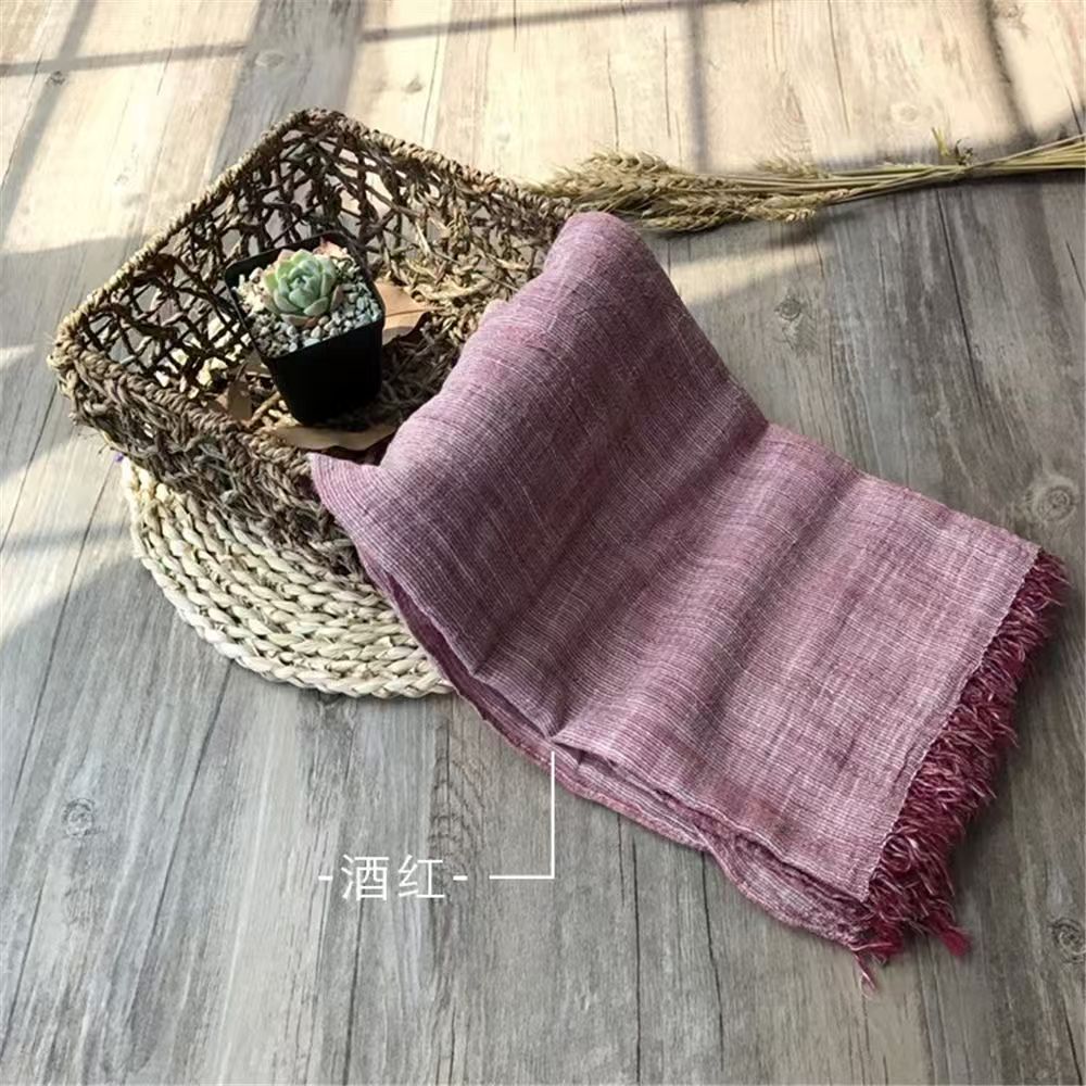 T319 autumn and winter new striped cotton and linen scarf women's pleated scarf men's casual versatile general