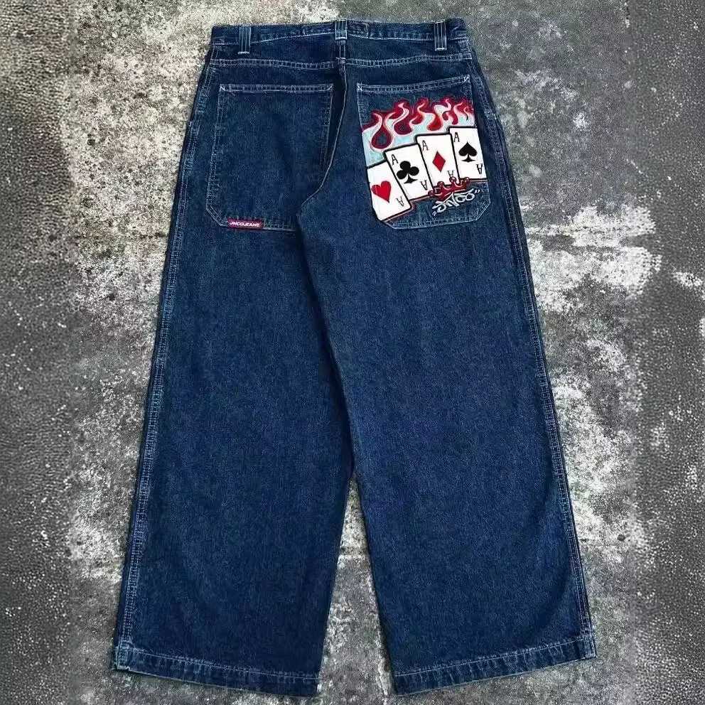Cross border e-commerce JNCO Y2K loose jeans mens retro embryo hip-hop street mens wide leg pantsT250319