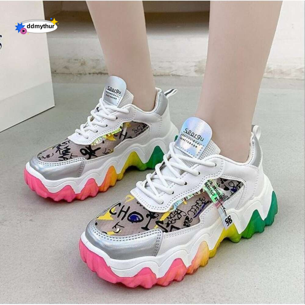 2024Women's summer 2024 new fashion mesh breathable platform sneakers woman vulcanize shoes women flats Women's sports sho ddmythur