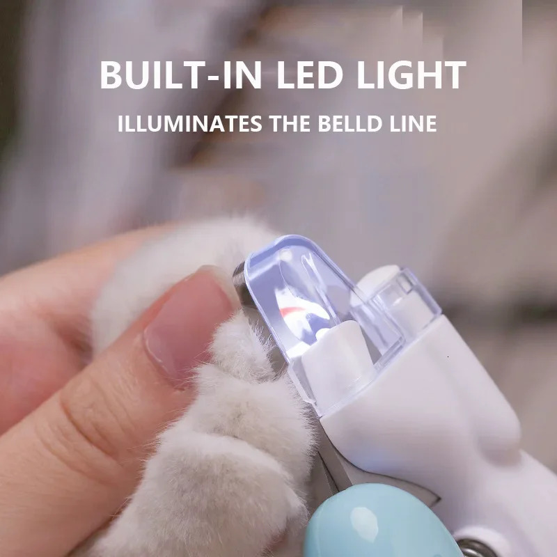 Safe pet nail clipper with LED light professional paw grooming trimmer for dogs cats and rabbits stainless steel portable 250320