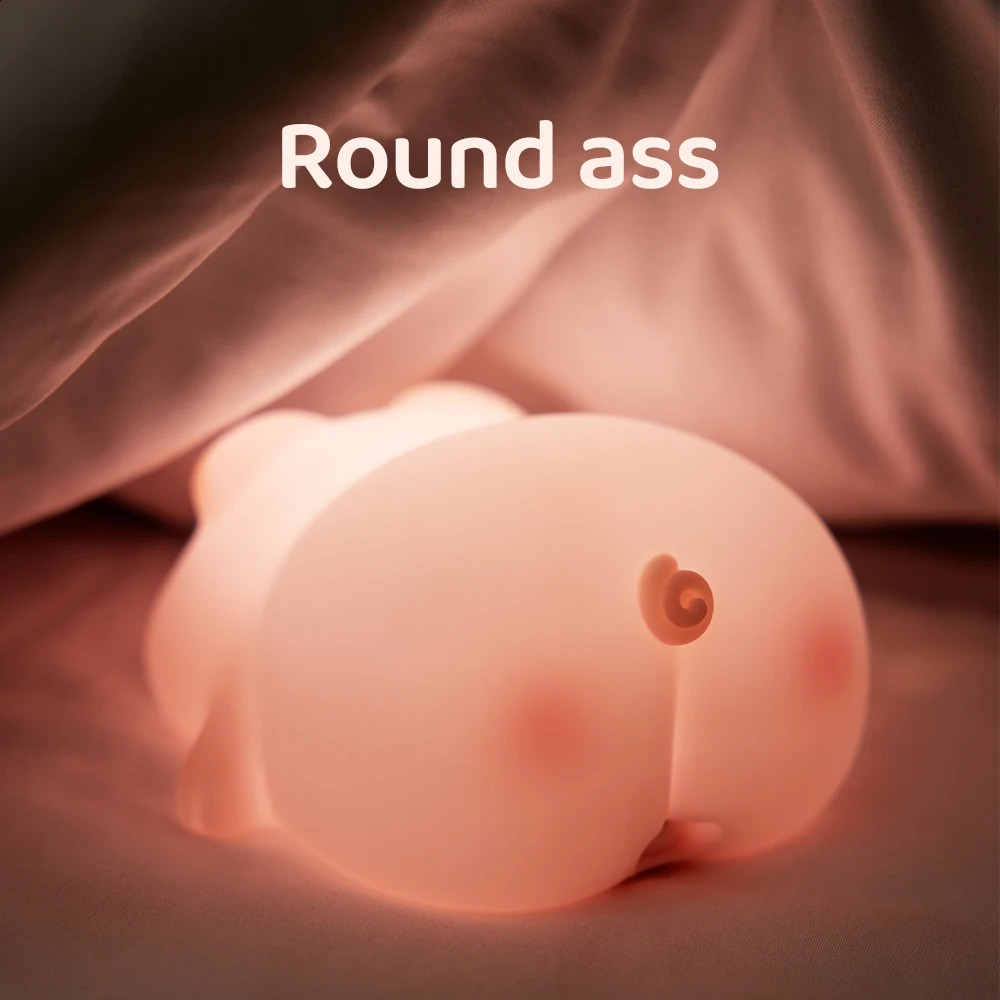 Silicone Night Light Piggy Pat Lamp Accompanying Sleeping Induction USB Rechargeable Bedroom Sleeping Bedside Lamp For Boys Gift 250319