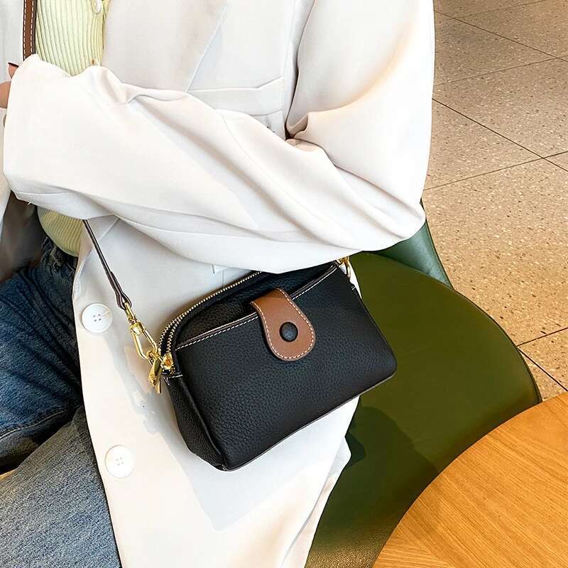Women's Cowhide Genuine Leather Bag Female Fashion Designer Handbag Ladies Small Square Bag Retro Crossbody Shoulder Bags