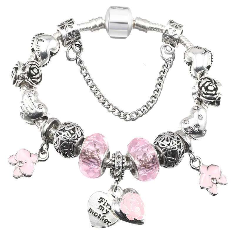 CLASSIC STYLE Charm Bracelets For Women With Heart Beads DIY Brand Bracelets Bangles Mother's Day Jewelry Gift Wholesale