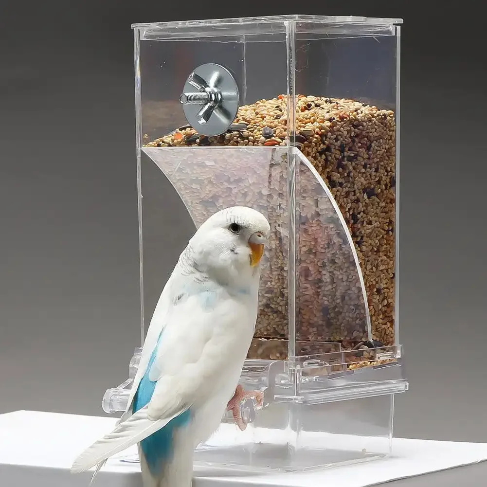 Automatic Bird Feeders No Mess Parrot Feeder Drinker Acrylic Seed Food Container Cage Accessories For Small And Medium Parakeets 250320